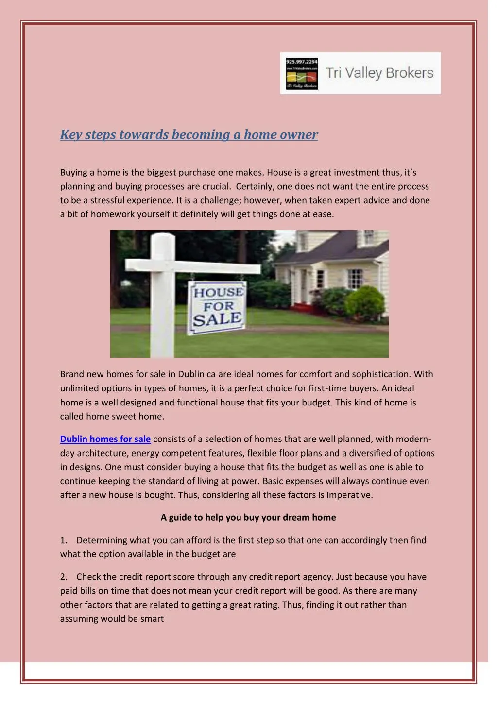 key steps towards becoming a home owner