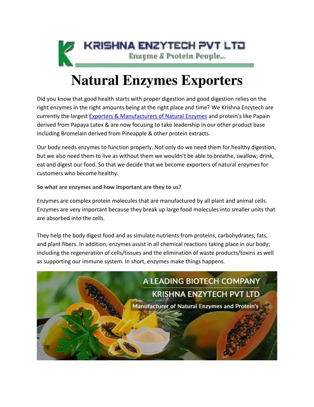 natural enzymes exporters