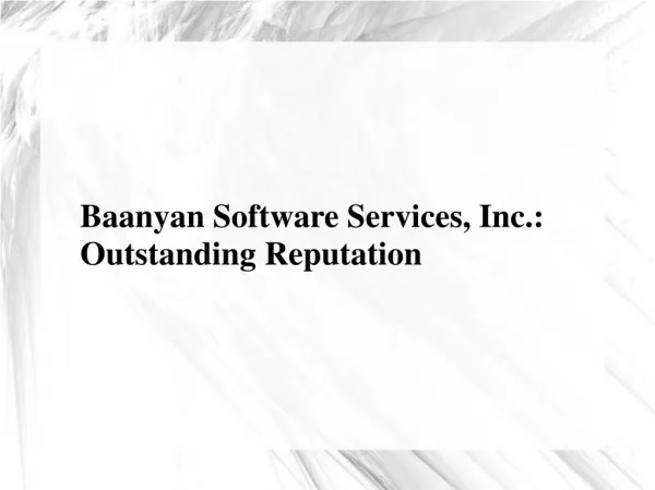 Baanyan Software Services Inc-Outstanding Reputation