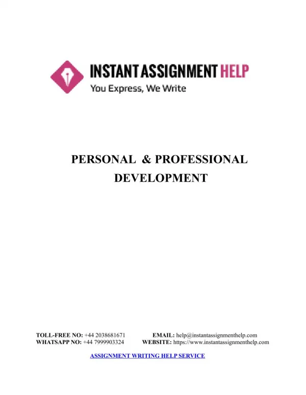 Personal and Professional Development Sample Assignment