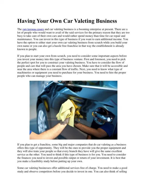 Having Your Own Car Valeting Business