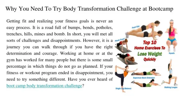 Why You Need To Try Body Transformation Challenge at a Bootcamp