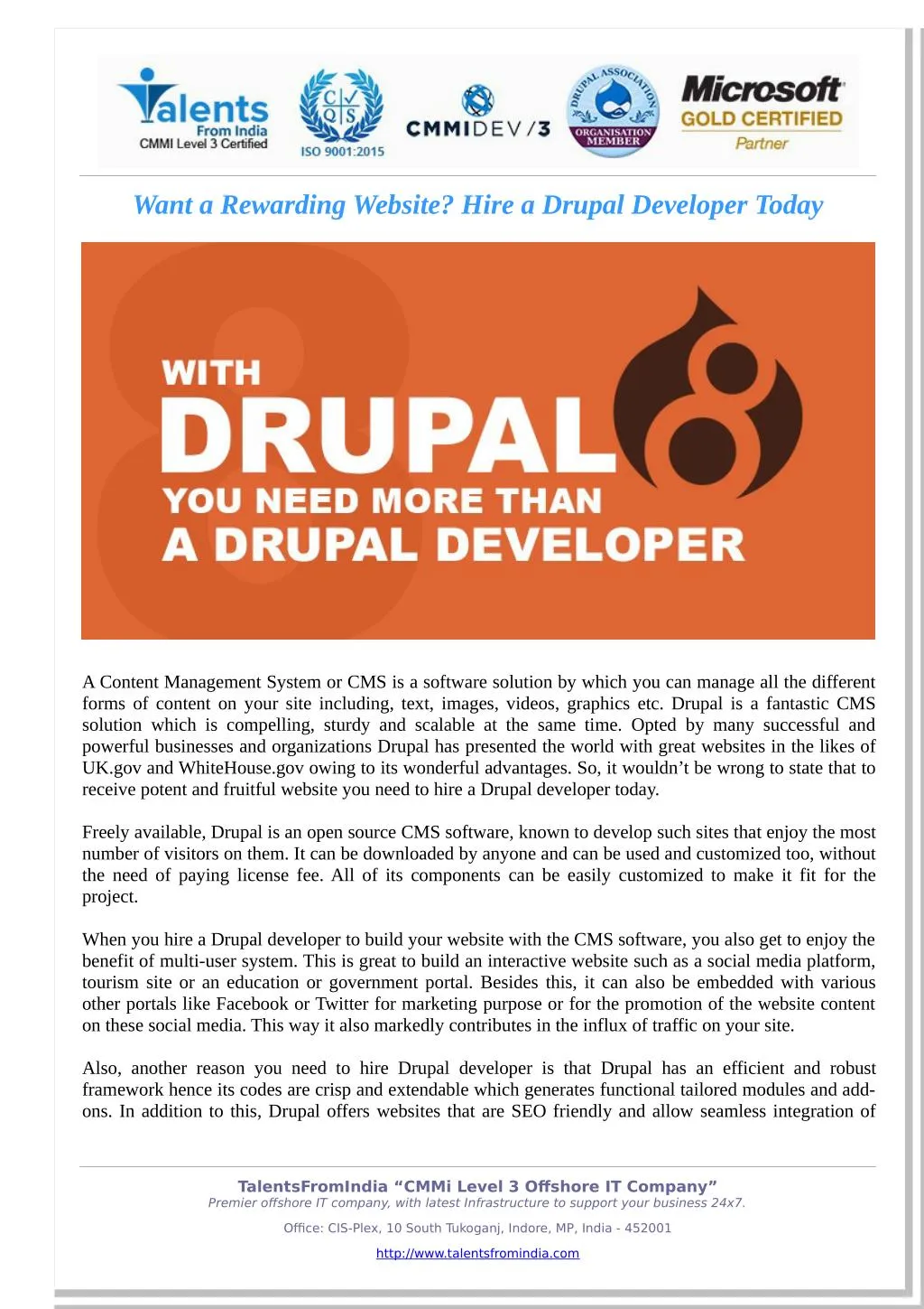 want a rewarding website hire a drupal developer