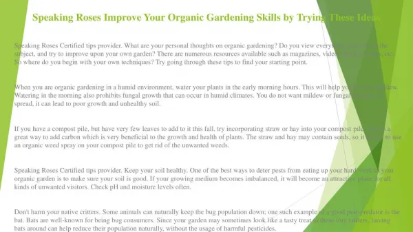Speaking Roses Improve Your Organic Gardening Skills by Trying These Ideas