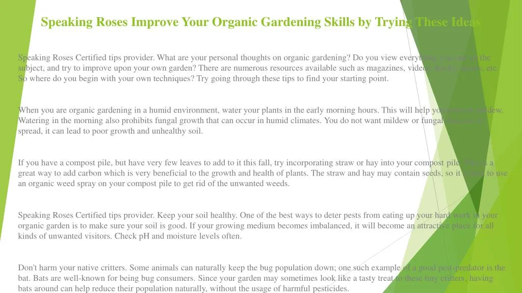 speaking roses improve your organic gardening skills by trying these ideas