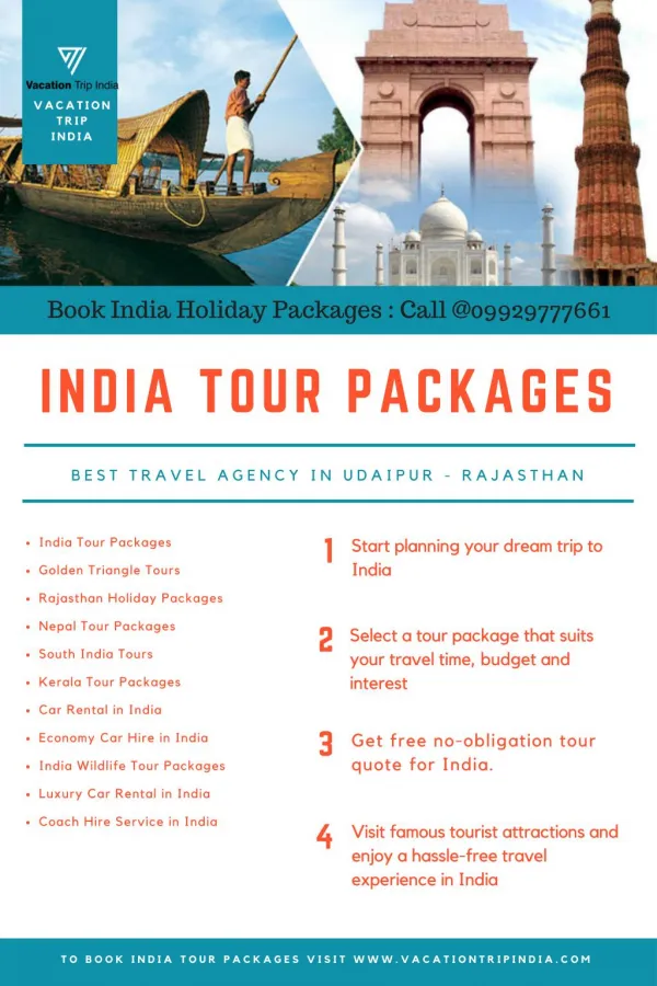 Custom-made holiday pacakges from Vacation Trip India
