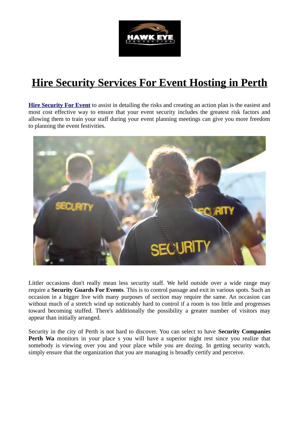 hire security services for event hosting in perth