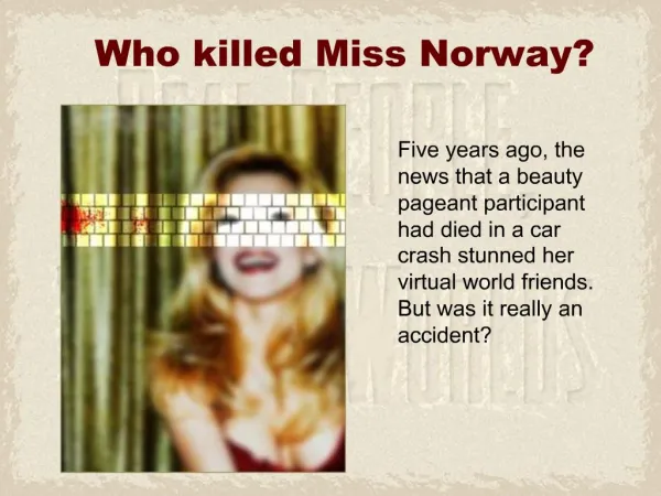 Who killed Miss Norway