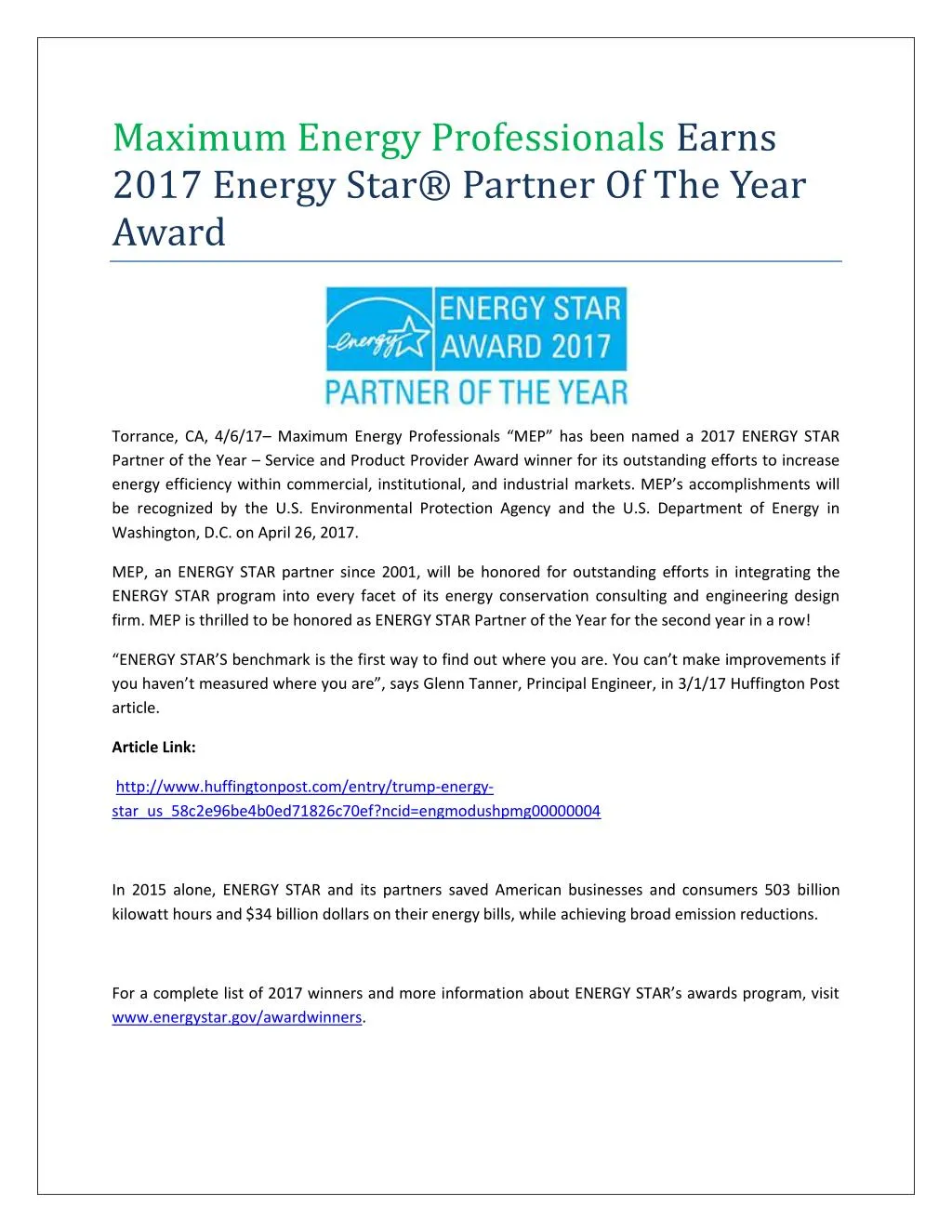 maximum energy professionals earns 2017 energy
