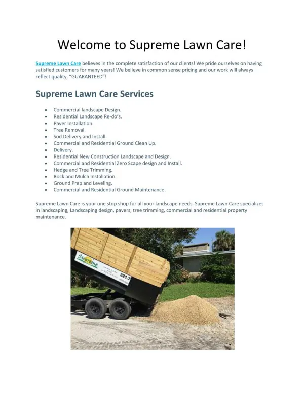 Welcome to Supreme Lawn Care!