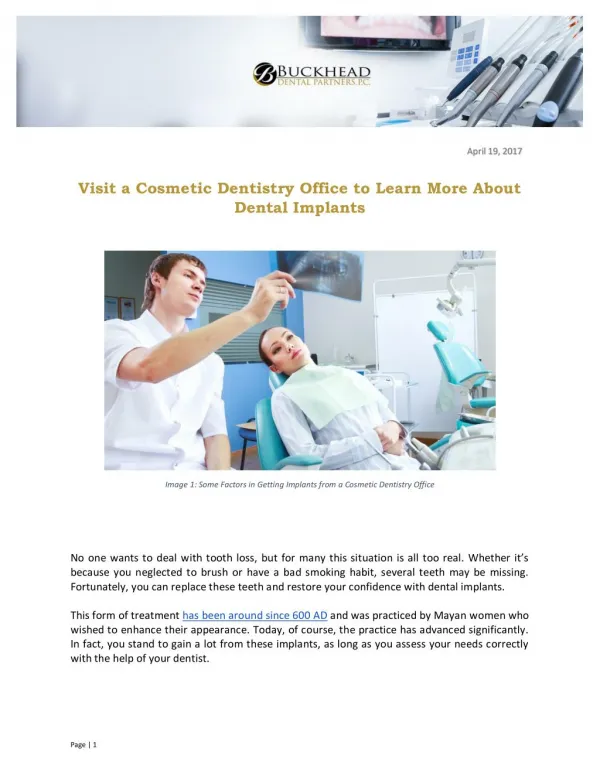 Visit a Cosmetic Dentistry Office to Learn More About Dental Implants