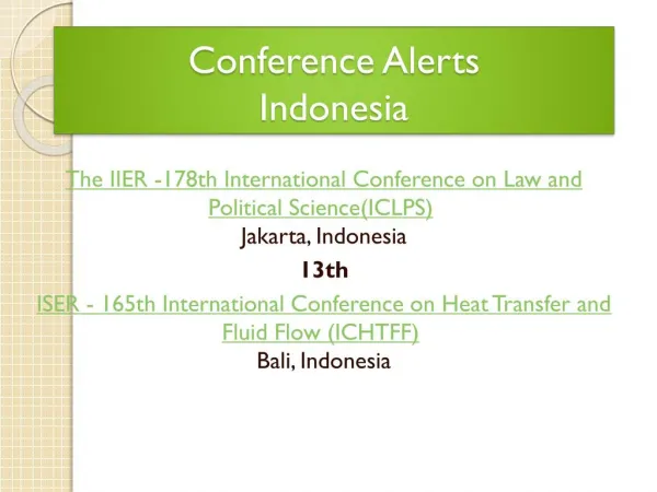 Conferences In Indonesia