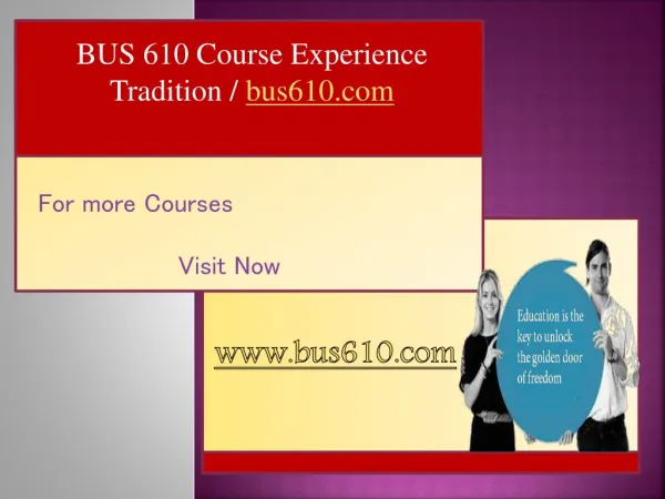 BUS 610 Course Experience Tradition / bus610.com
