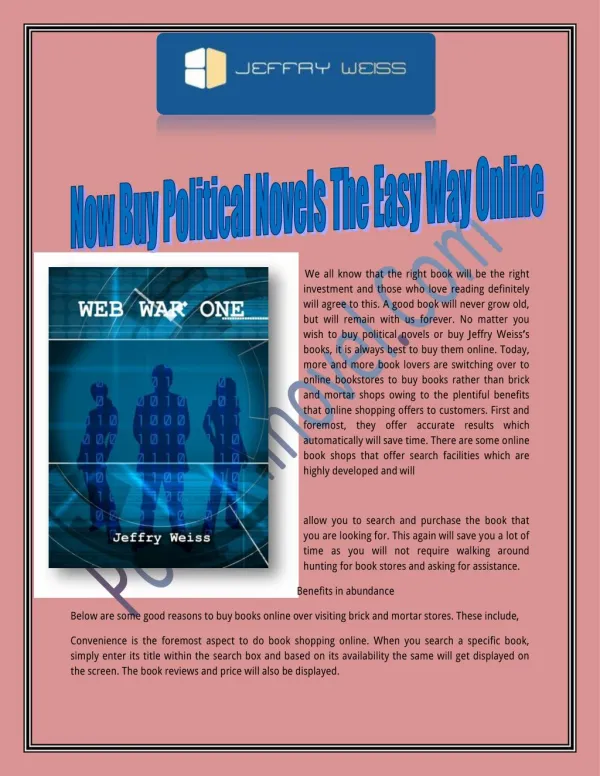 Now Buy Political Novels The Easy Way Online