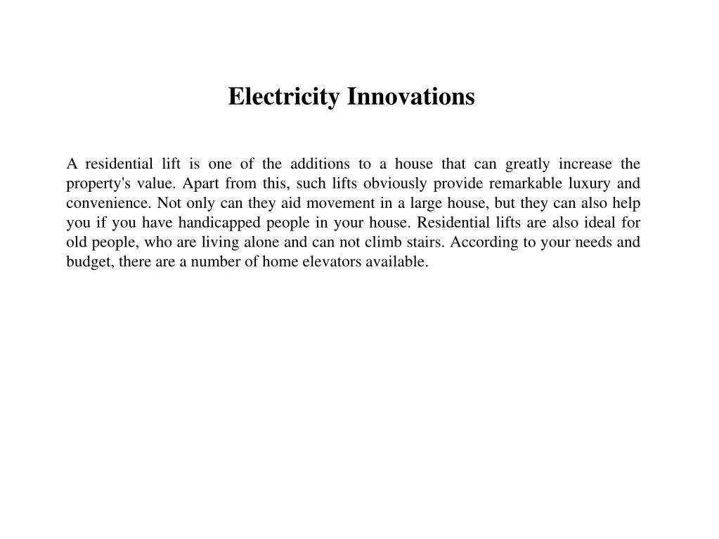 electricity innovations