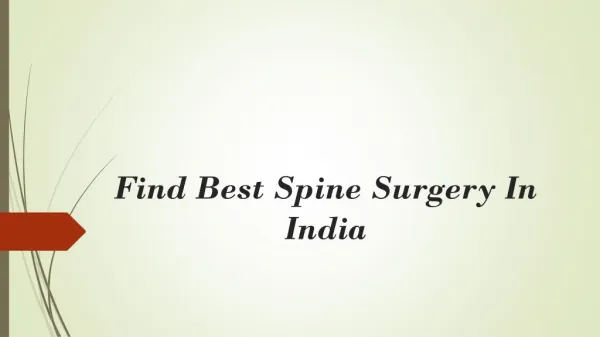 Find Best Spine Surgery In India
