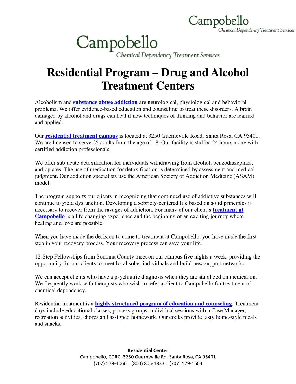 residential program drug and alcohol treatment