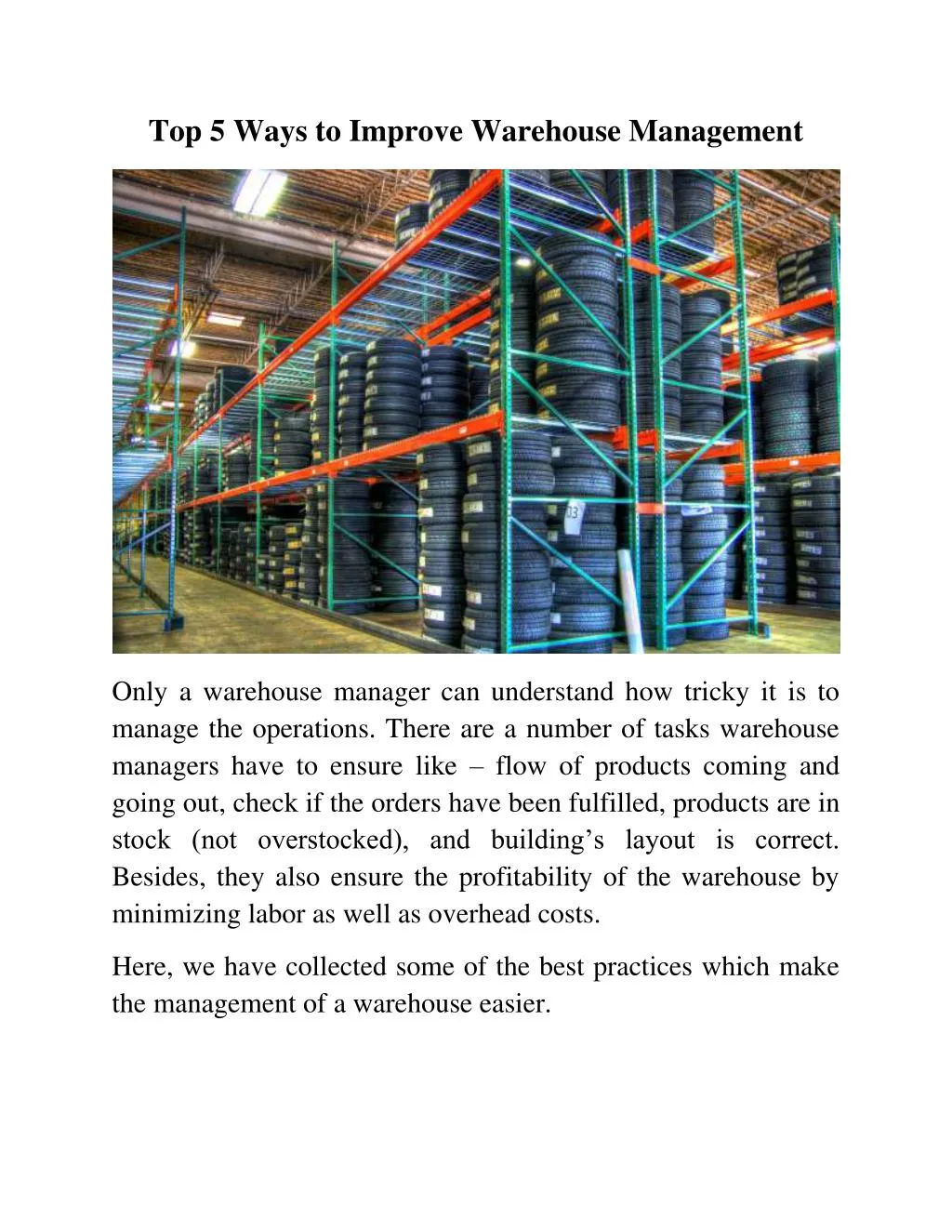 top 5 ways to improve warehouse management