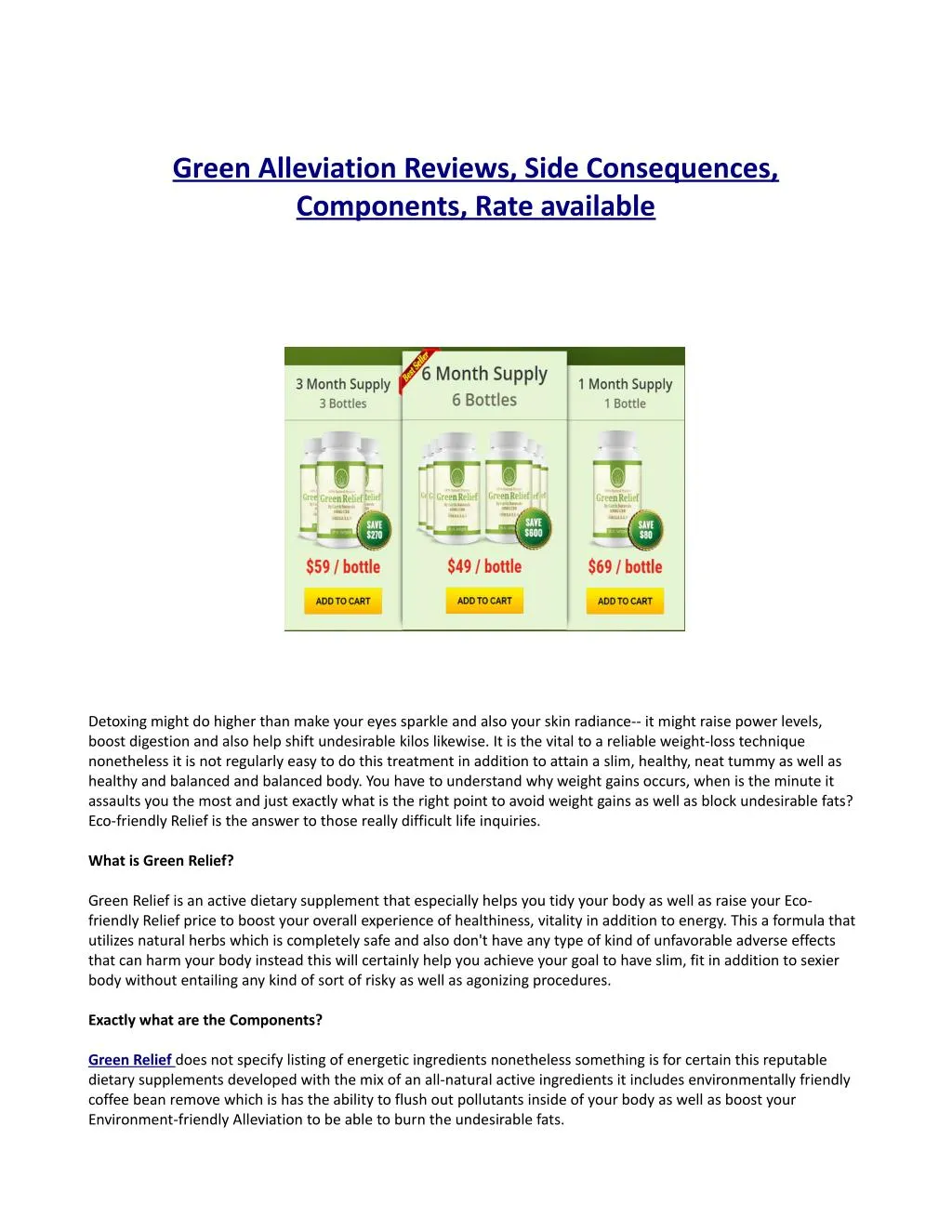 green alleviation reviews side consequences