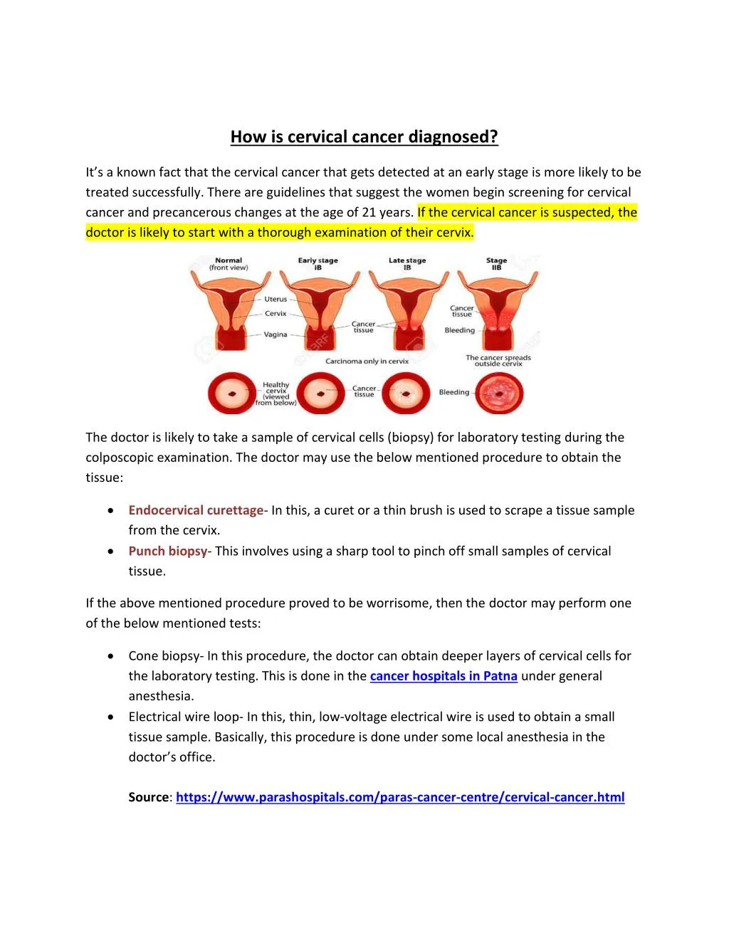 how is cervical cancer diagnosed
