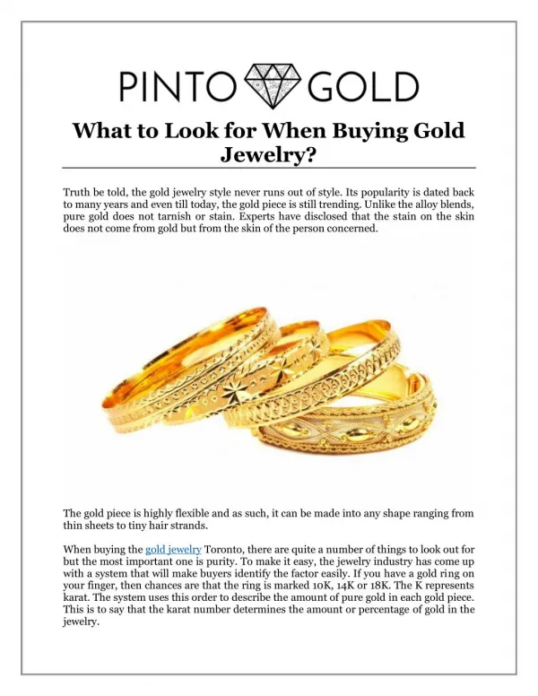 What to Look for When Buying Gold Jewelry?