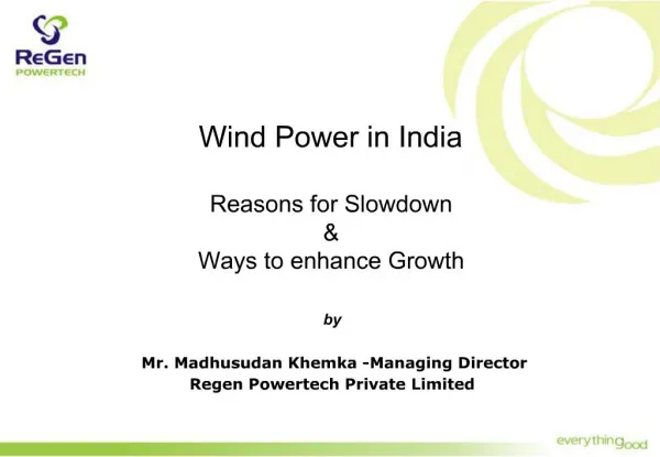 Wind Power in India Reasons for Slowdown Ways to enhance Growth