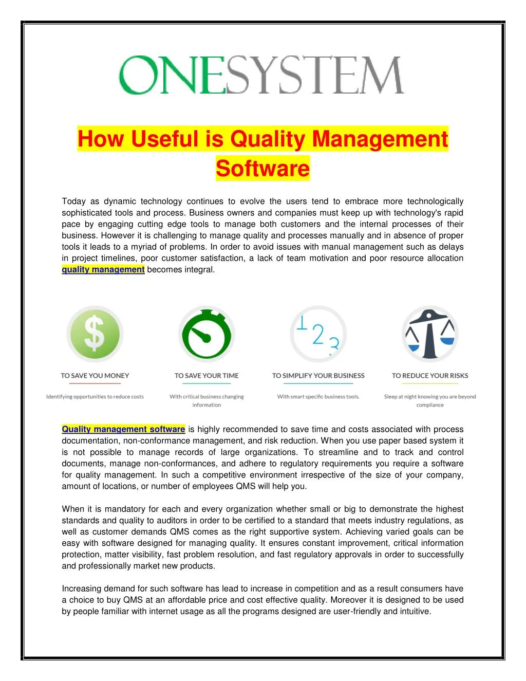 how useful is quality management software