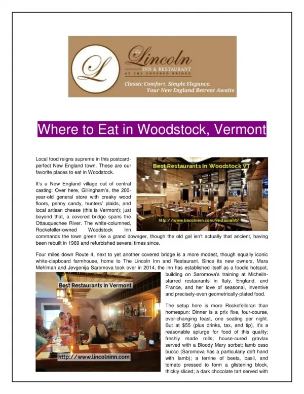 Where to Eat in Woodstock, Vermont