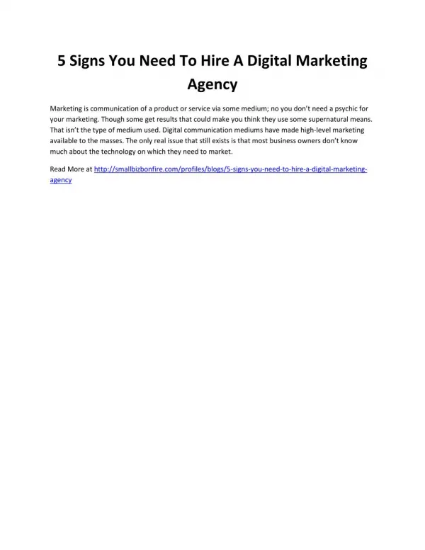 5 Signs You Need To Hire A Digital Marketing Agency