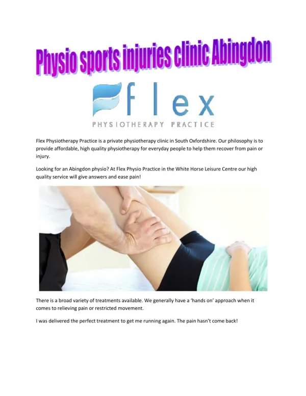 Physio sports injuries clinic Abingdon - Flex Physio Practice