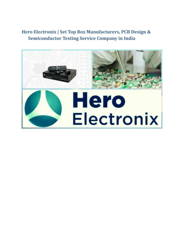 Hero Electronix | Set Top Box Manufacturers, PCB Design & Semiconductor Testing Service Company in India