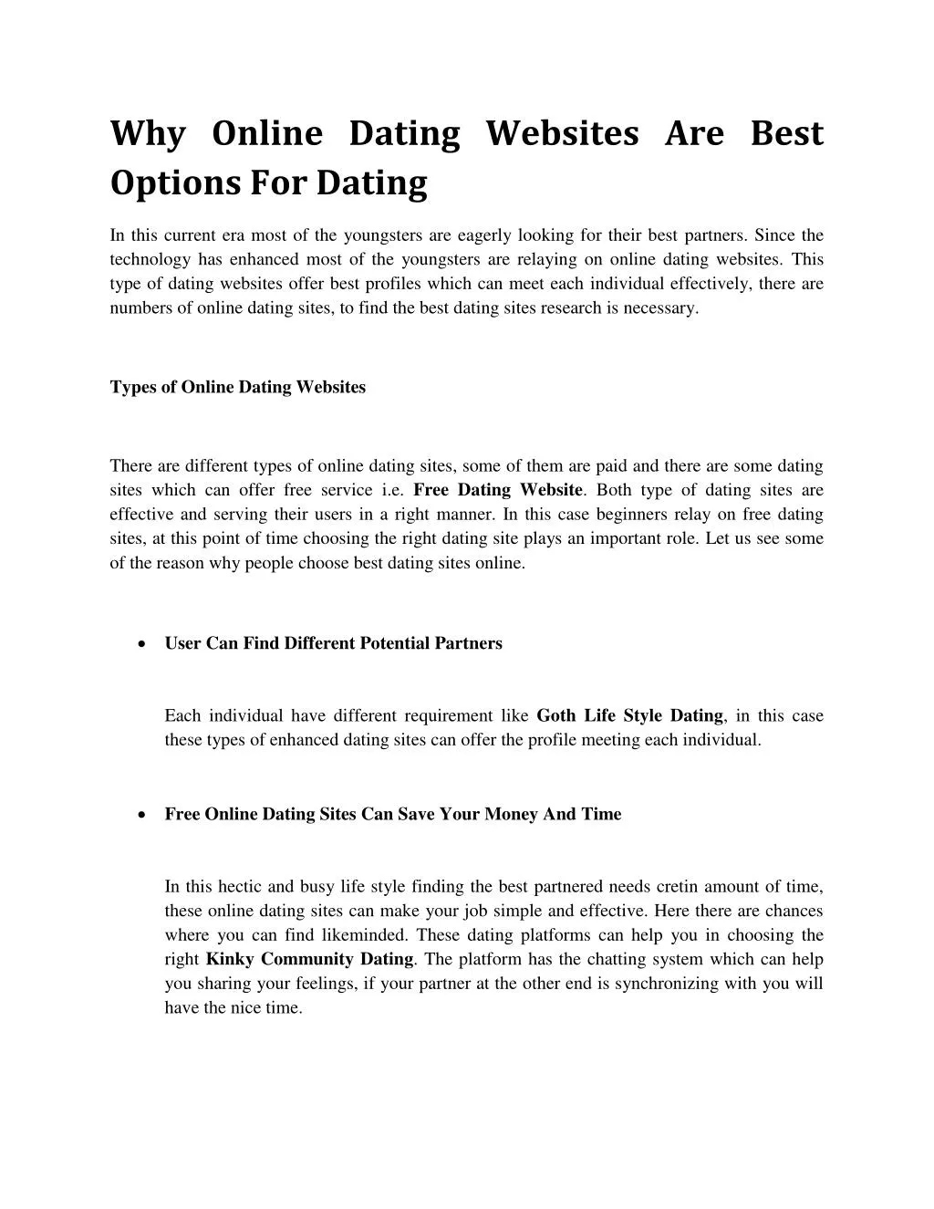 why online dating websites are best options