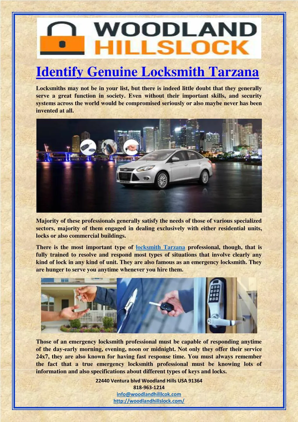 identify genuine locksmith tarzana