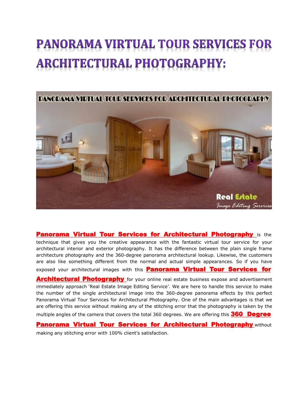panorama virtual tour services for architectural