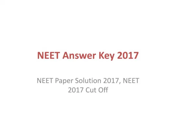 NEET Answer Key 2017