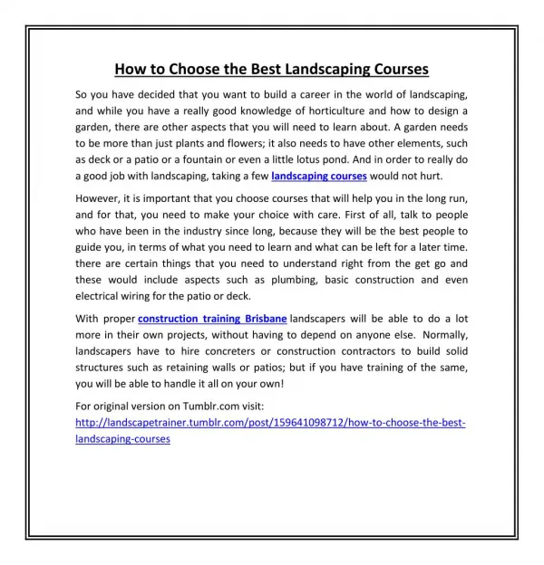 How to Choose the Best Landscaping Courses