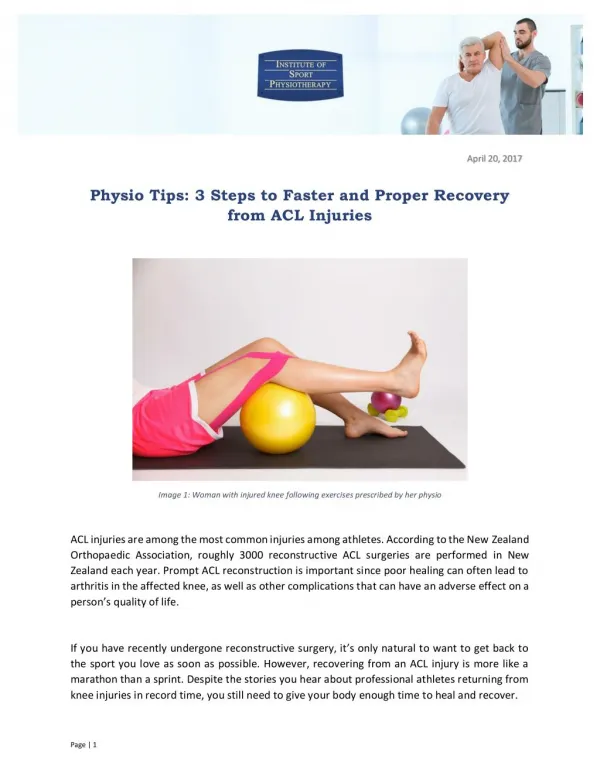 Physio Tips: 3 Steps to Faster and Proper Recovery from ACL Injuries