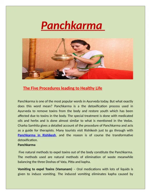 Panchkarma in rishikesh