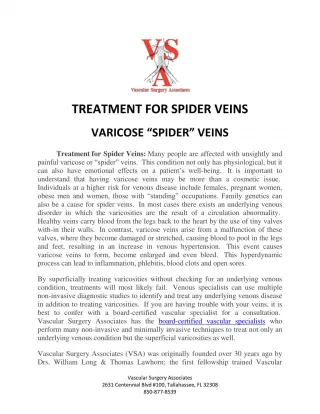 Varicose “Spider” Veins - slide 1