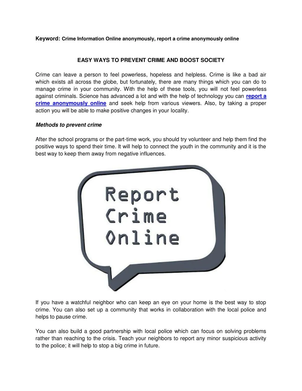 keyword crime information online anonymously