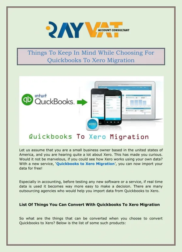 Things To Keep In Mind While Choosing For Quickbooks To Xero Migration