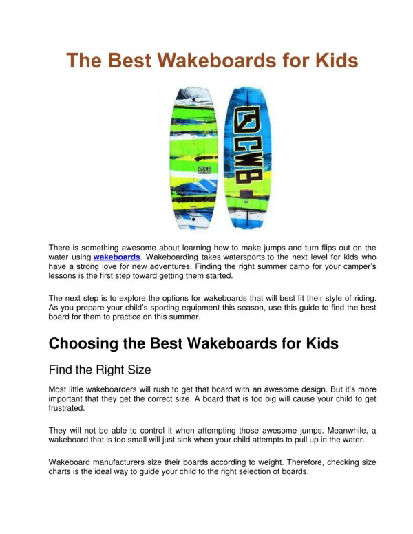 The Best Wakeboards for Kids