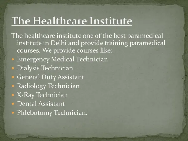 Emergency Medical Technician – The Healthcare Institute