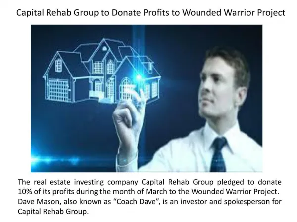 Capital Rehab Group to Donate Profits to Wounded Warrior Project