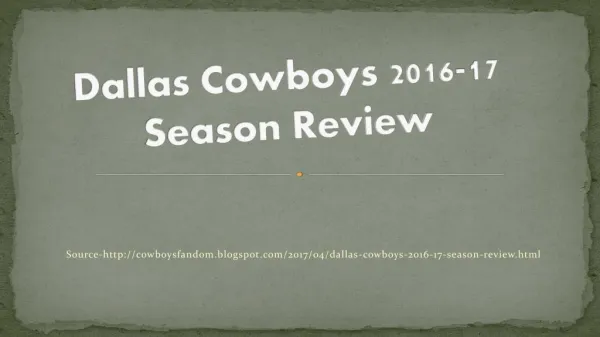 Dallas Cowboys 2016-17 Season Review