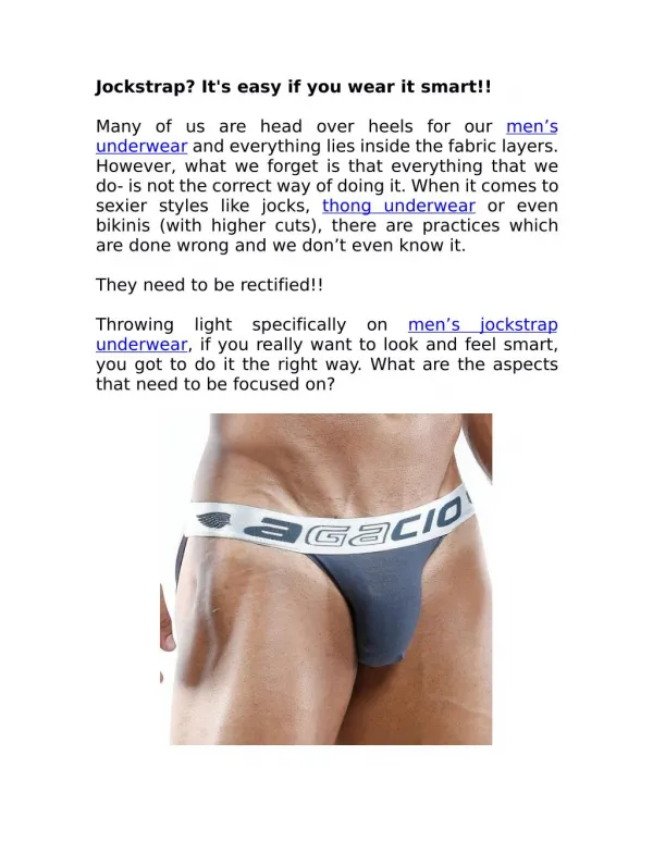 Jockstrap? It's easy if you wear it smart!!