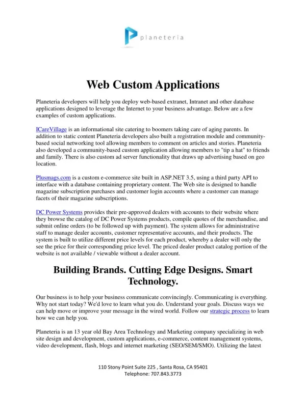 Web Custom Application - Planeteria Media