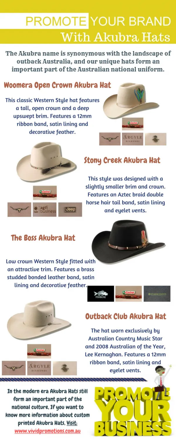 Look Custom Printed Akubra Hats at Vivid Promotions