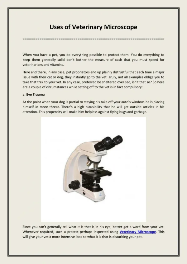 Uses of Veterinary Microscope