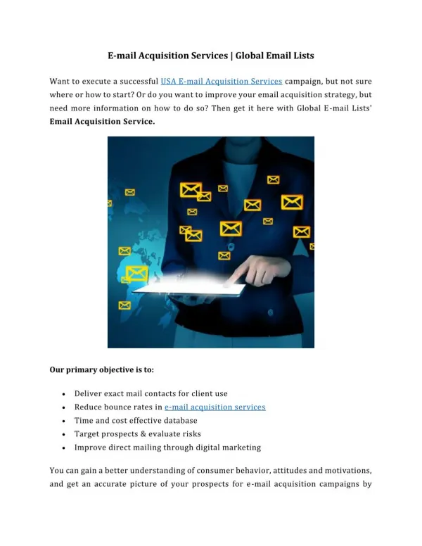 E-mail Acquisition Services - Global Email Lists